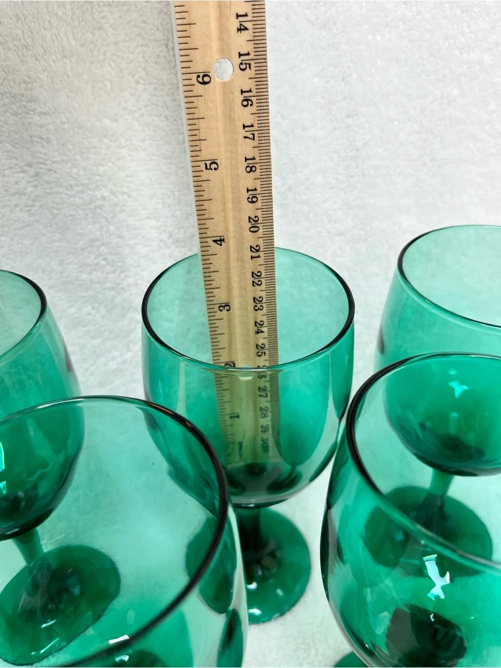 Libbey Juniper Green Wine / Water Glasses Set 6 Vintage Stemware Hold 10 OZ EUC